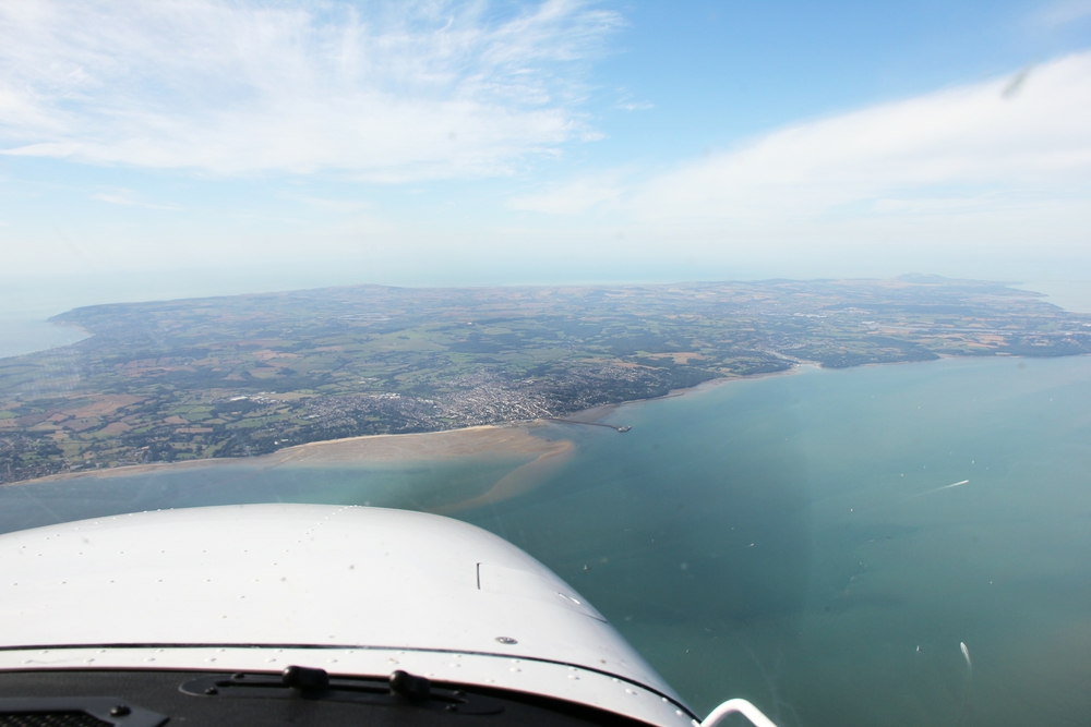 Above Portsmouth, approaching the Isle of Wight. Ryde Pier dead ahead. 