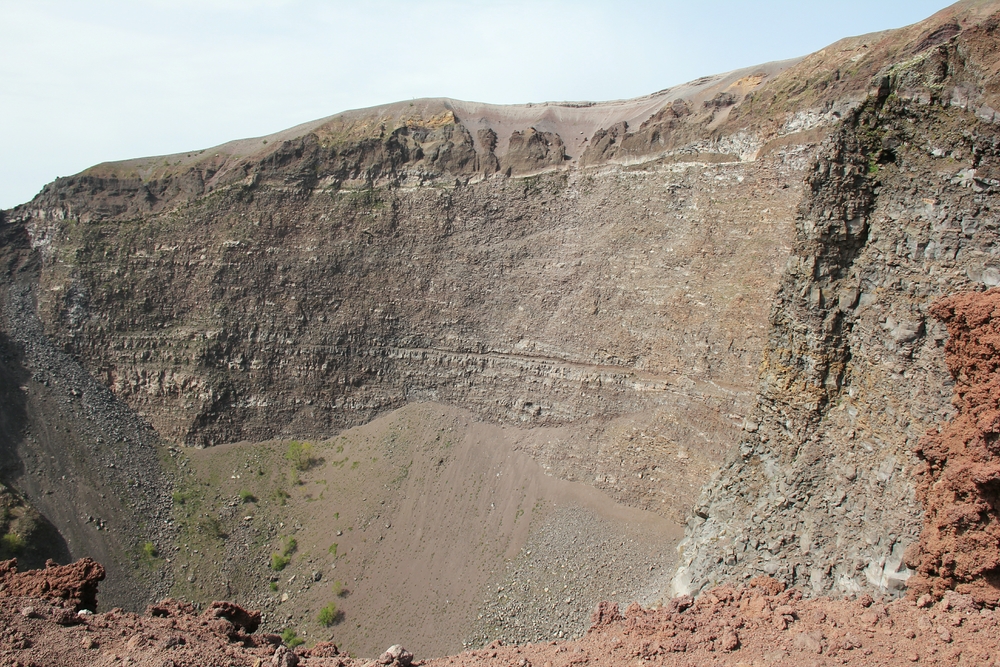 Looking into the crater, over half a kilometre across.