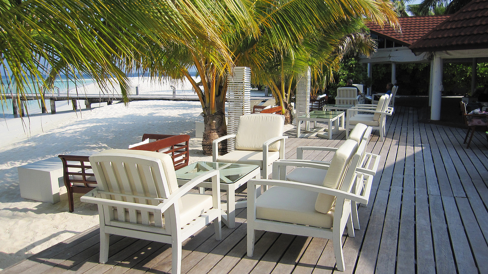 Seating at the beach bar.