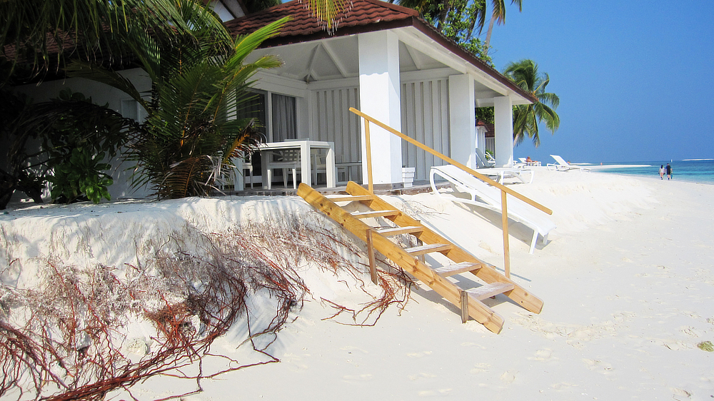 The steps allow easier access between top and bottom of the eroded sand drop-off.