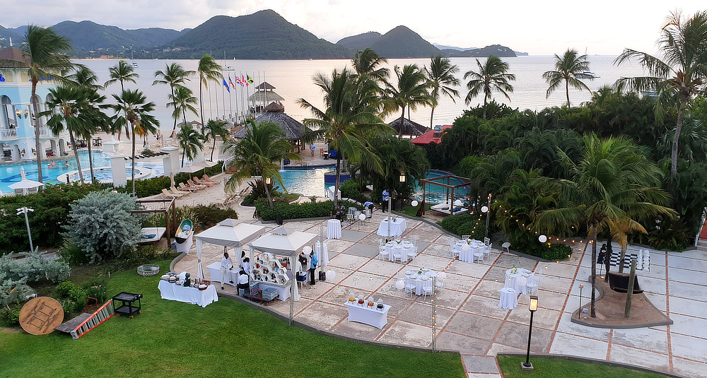 Staff prepare for a wedding reception.