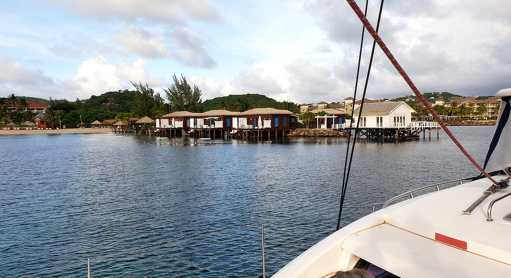 The Water villas on their jetty.